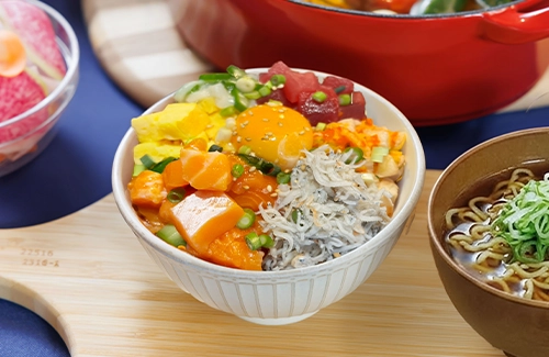 계란 요리 해물 덮밥